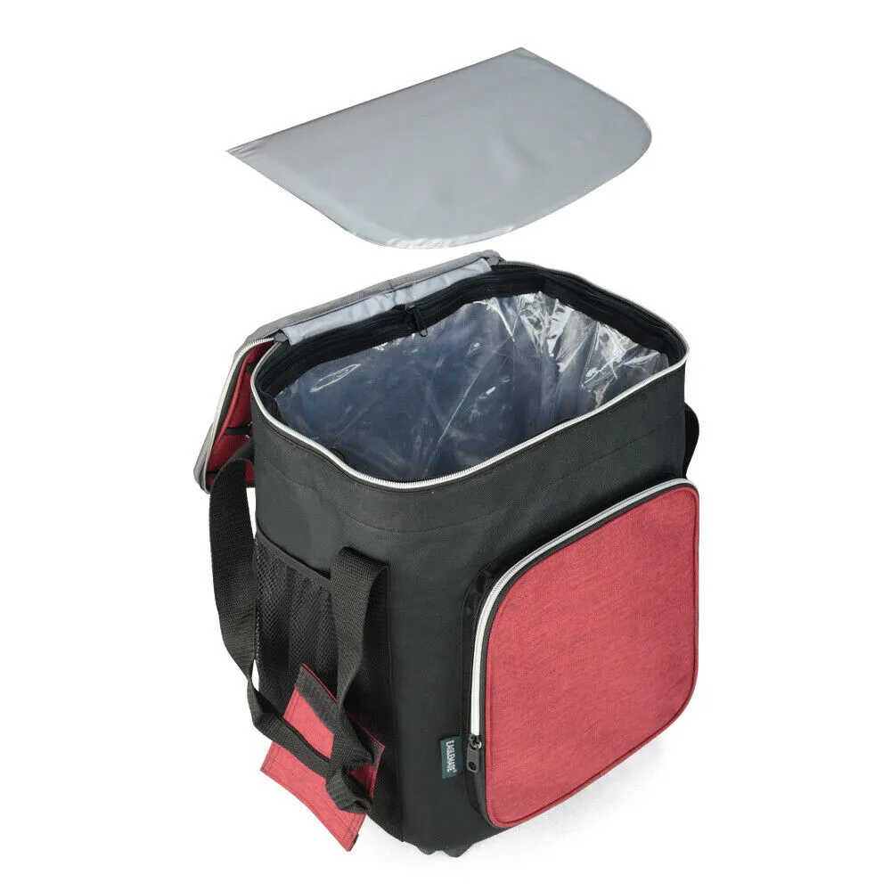 36L Wheeled Foldable Rolling Cooler Bag - Red