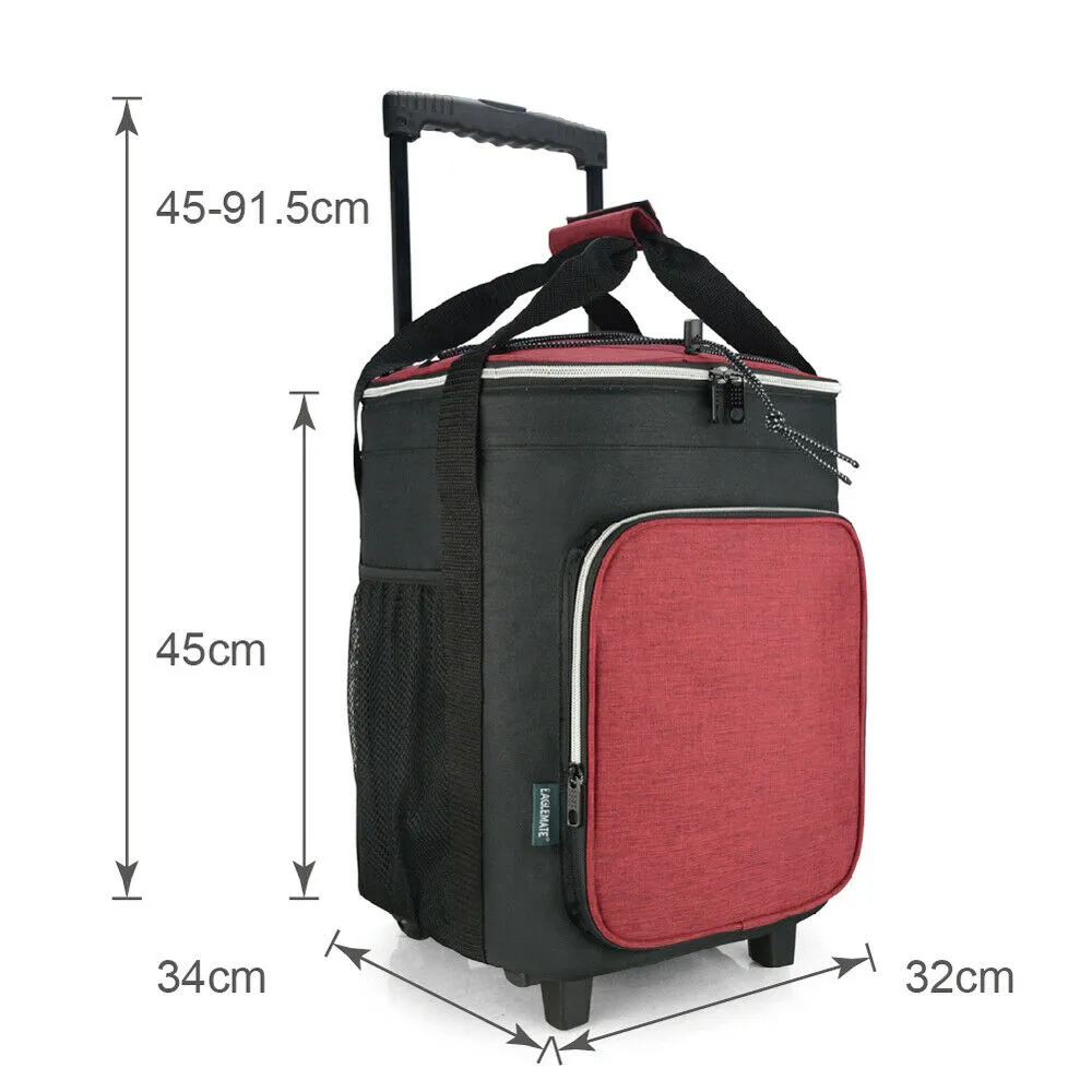 36L Wheeled Foldable Rolling Cooler Bag - Red