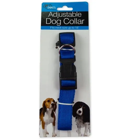 Adjustable Nylon Dog Collar, Assorted Colors, 15"-18"