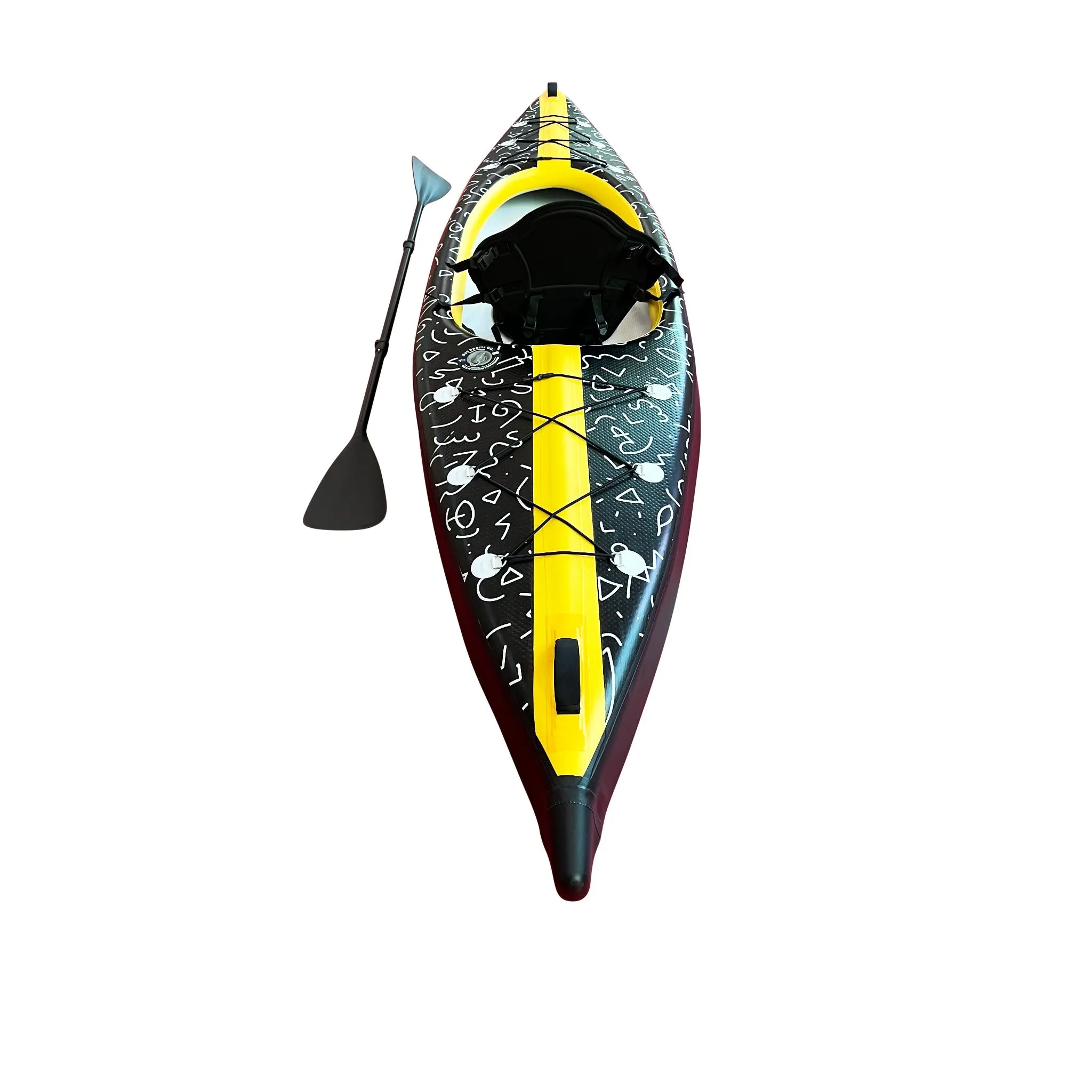 Air Glide Advance 385 - 3.85M Single Inflatable Kayak Black/Yellow