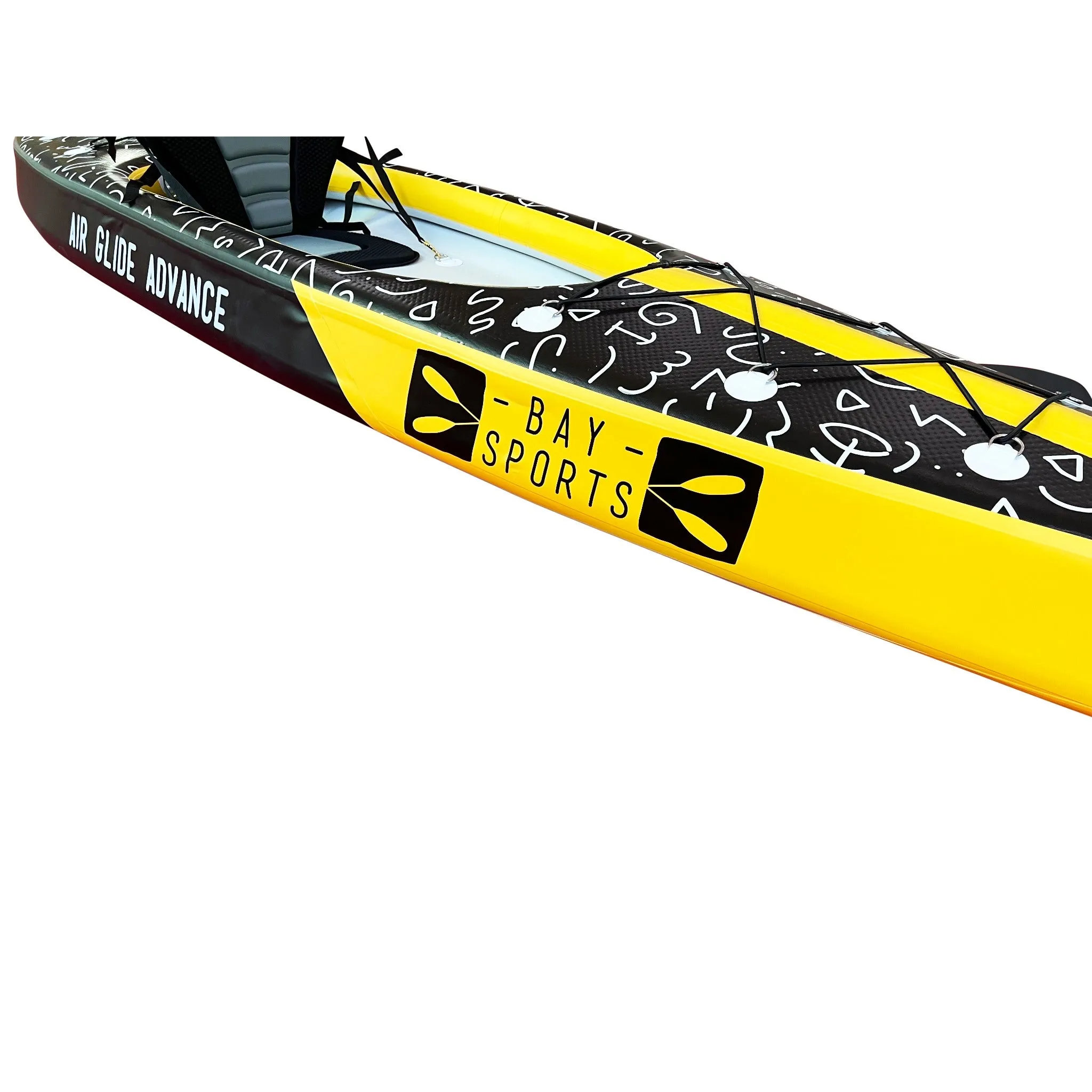 Air Glide Advance 385 - 3.85M Single Inflatable Kayak Black/Yellow