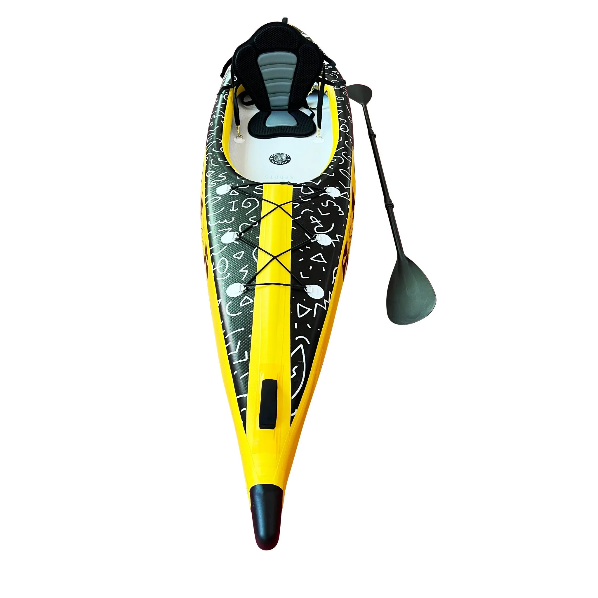 Air Glide Advance 385 - 3.85M Single Inflatable Kayak Black/Yellow