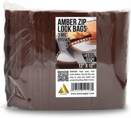 Amber Zip Bags 6x8 Inch Size. Pack of 100 Brown Plastic Bag.