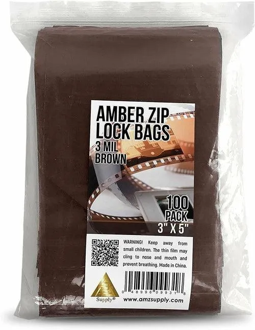 Amber Zip Bags 6x8 Inch Size. Pack of 100 Brown Plastic Bag.