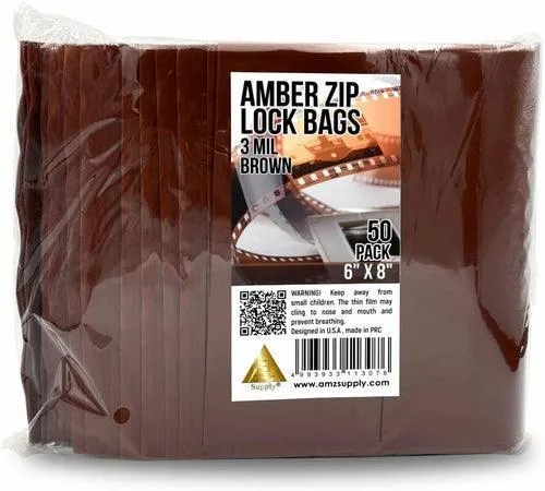 Amber Zip Bags 6x8 Inch Size. Pack of 100 Brown Plastic Bag.