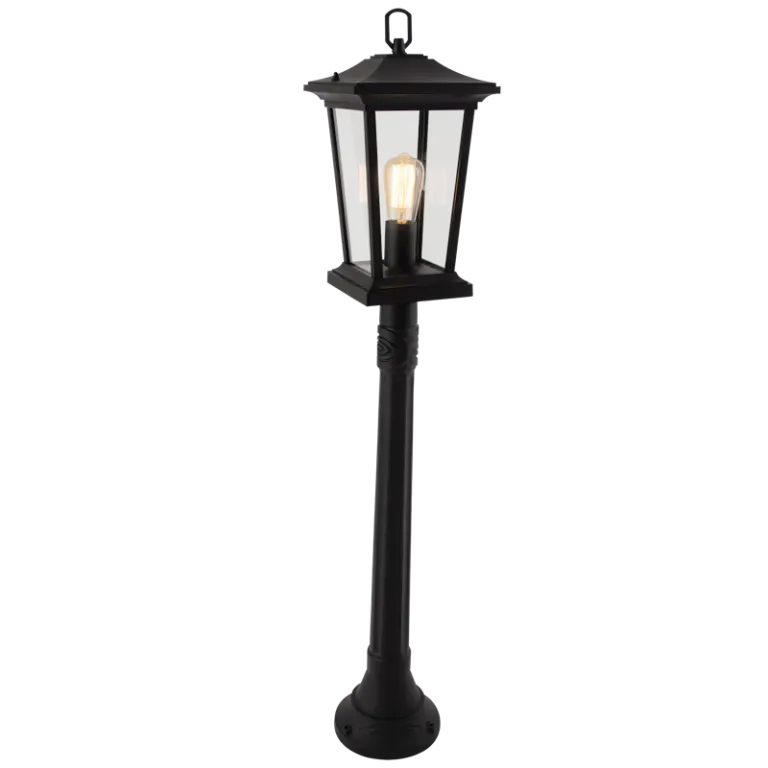 Bright Star Lighting L515 BLACK Aluminium Standing Lantern with Clear Glass