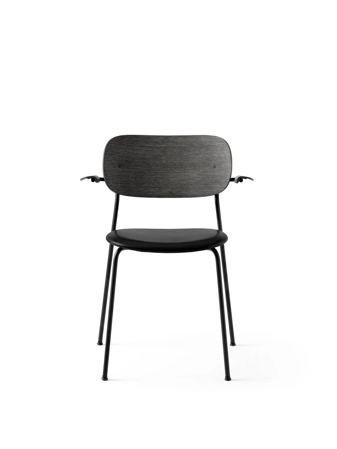 Co Dining Chair, upholstered seat with armrest, Black