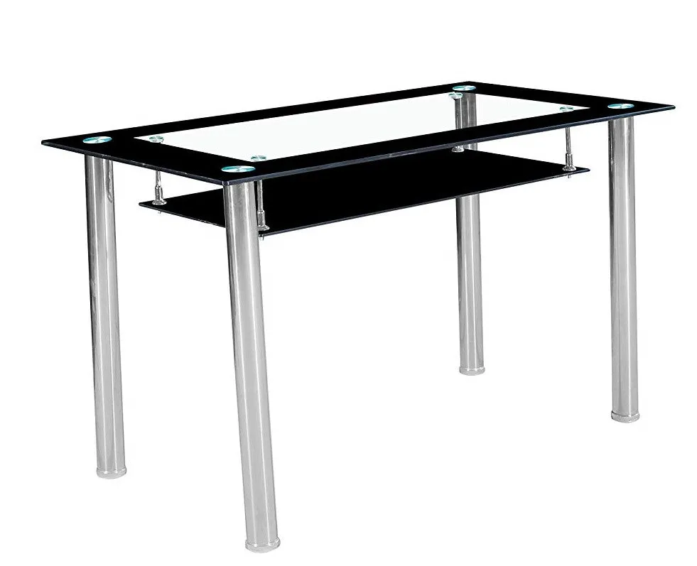 Compact Tempered Glass Dining Table in Black or Grey 80cm 105cm 120cm Sizes