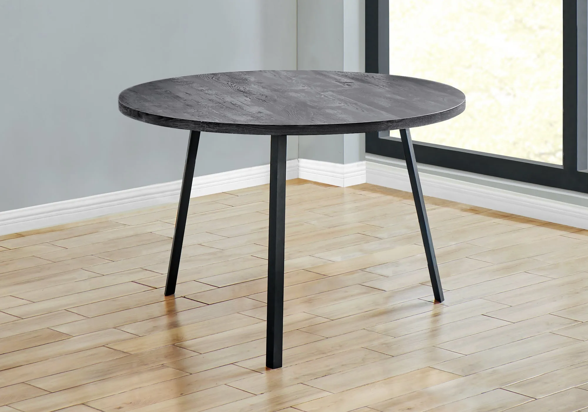 Dining Table - 48"Dia/ Black Reclaimed Wood / Black Metal