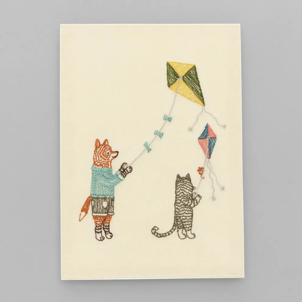 Embroidered Card (Flying Kites)