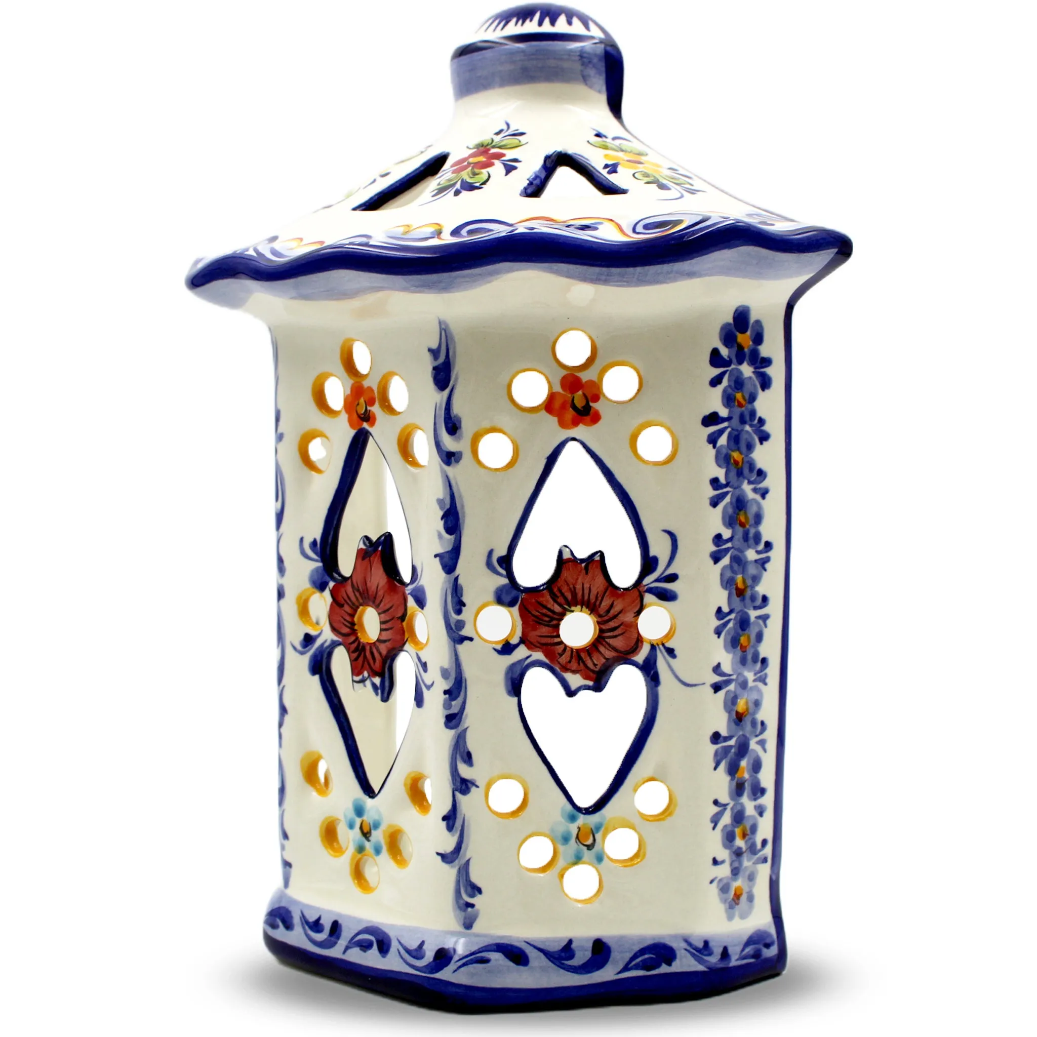 Hand-Painted Portuguese Ceramic Decorative Wall Lantern