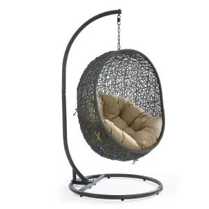 Hide Outdoor Patio Swing Chair With Stand Gray Mocha EEI-2273-GRY-MOC