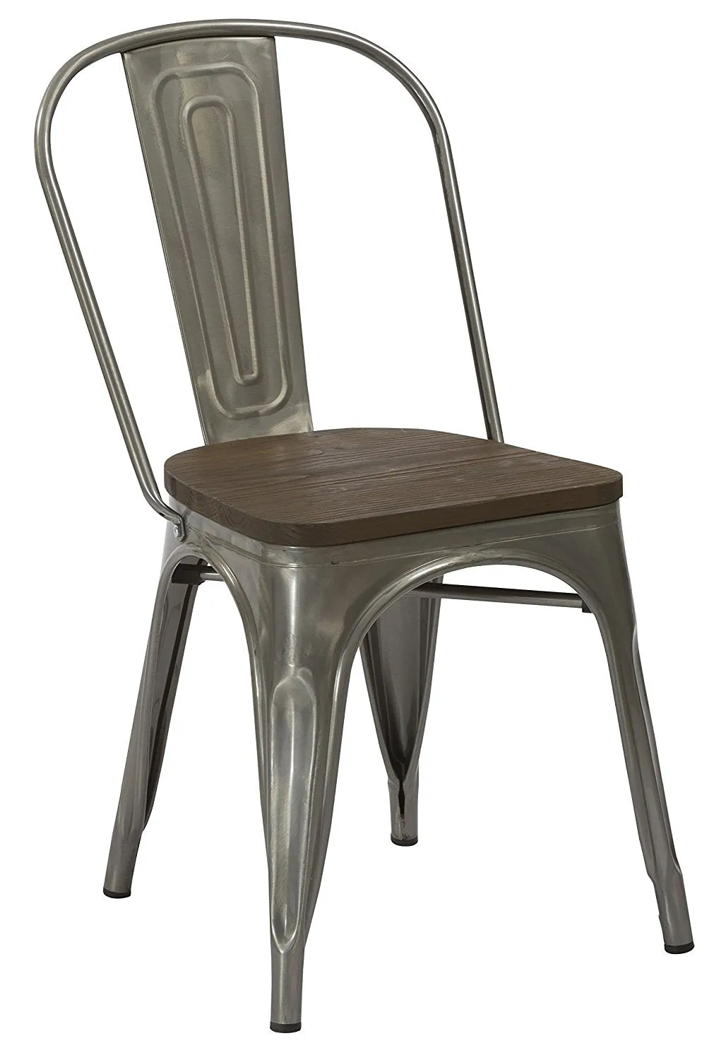 Industrial Antique Gunmetal Rustic Distress Dining Cafe Metal Side Chairs, Set of 2