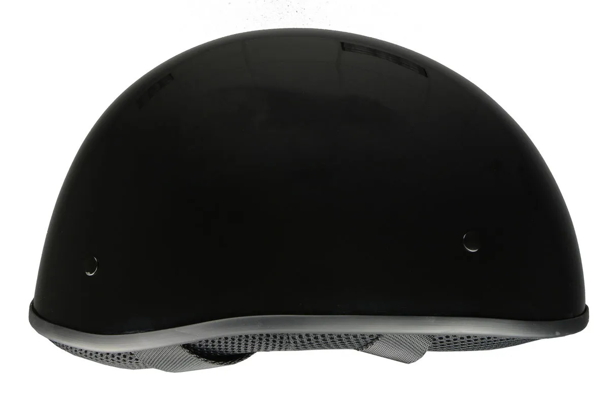 Milwaukee Helmets MPH9711DOT Dot Approved 'Bare Bones' Glossy Black Half Motorcycle Helmet for Men and Women Biker