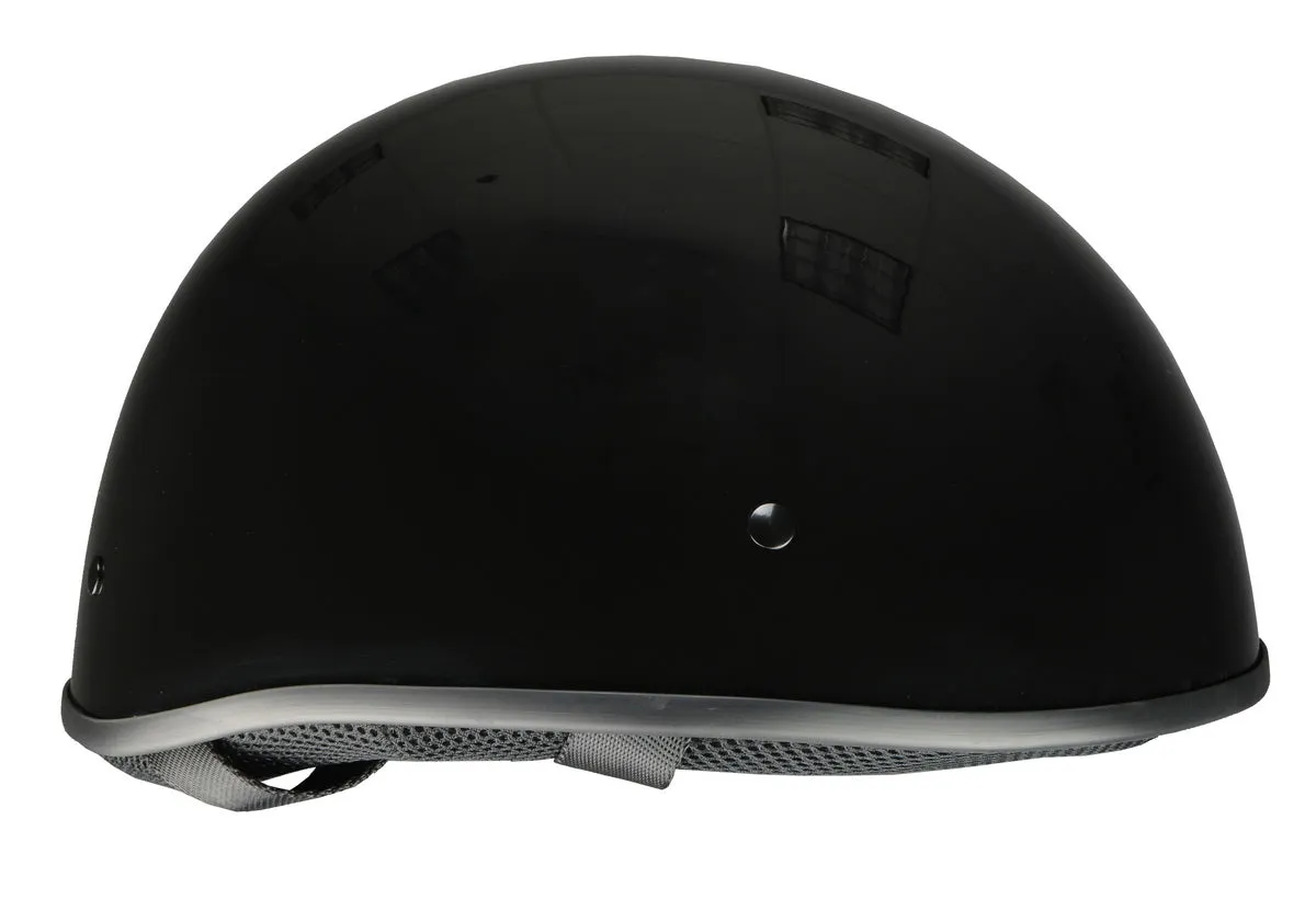 Milwaukee Helmets MPH9711DOT Dot Approved 'Bare Bones' Glossy Black Half Motorcycle Helmet for Men and Women Biker