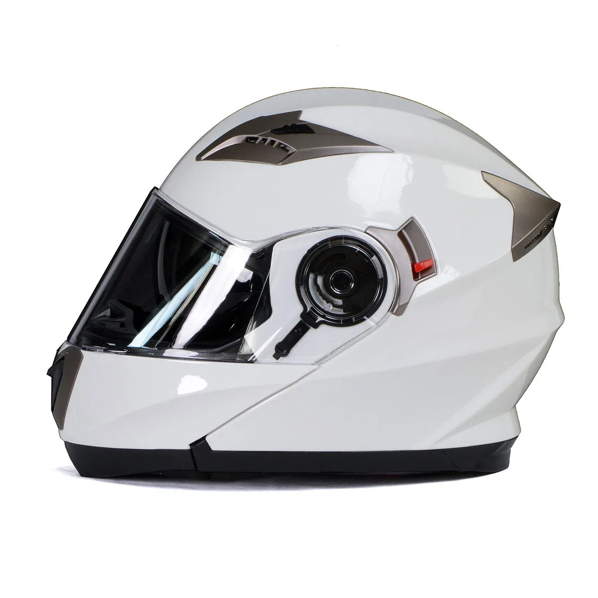 Milwaukee Helmets MPH9807DOT 'Ionized' Gloss White Advanced Motorcycle Modular Helmet for Men and Women Biker w/ Drop Down Visor