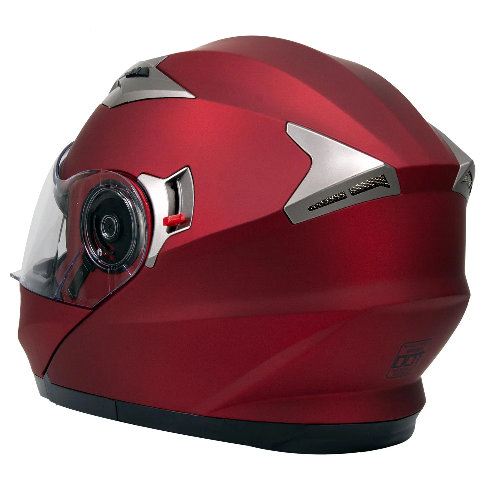 Milwaukee Helmets MPH9826DOT 'Ionized' Flat Red Advanced Motorcycle Modular Helmet w/ Drop Down Visor