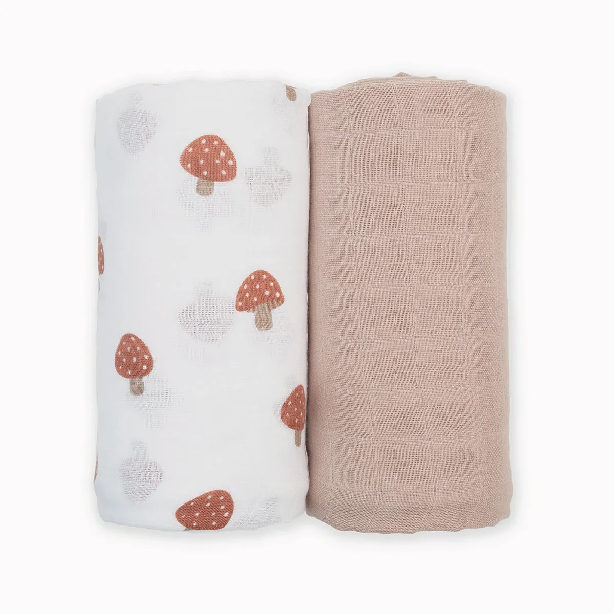 Pack of 2 Swaddle Blankets Multipurpose Muslins - Mushroom / Sand