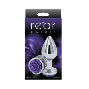 Rear Assets Rose Anal Plug - Medium - Purple