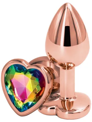 Rear Assets Rose Gold Heart Small Diamond Butt Plug