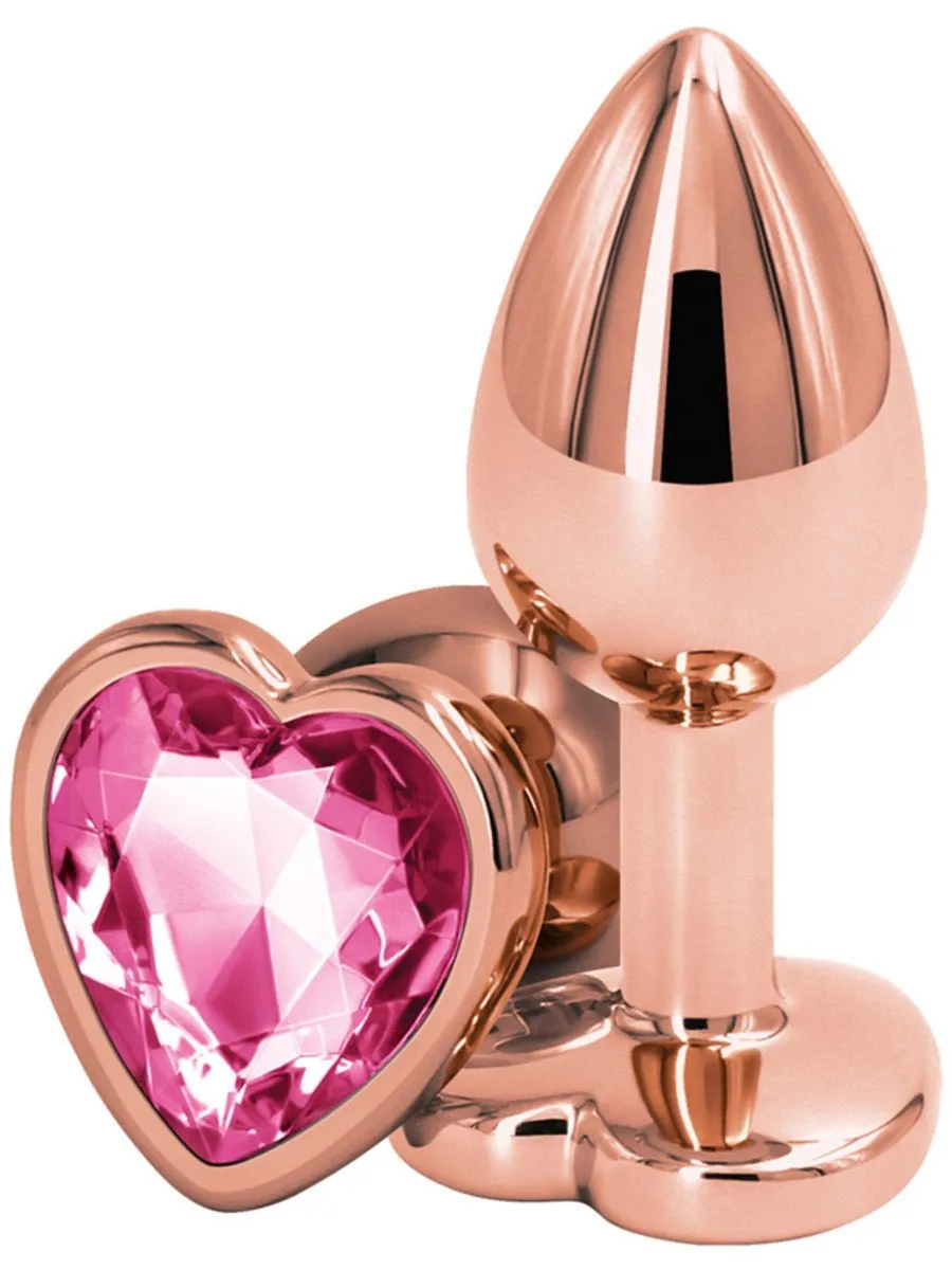 Rear Assets Rose Gold Heart Small Diamond Butt Plug