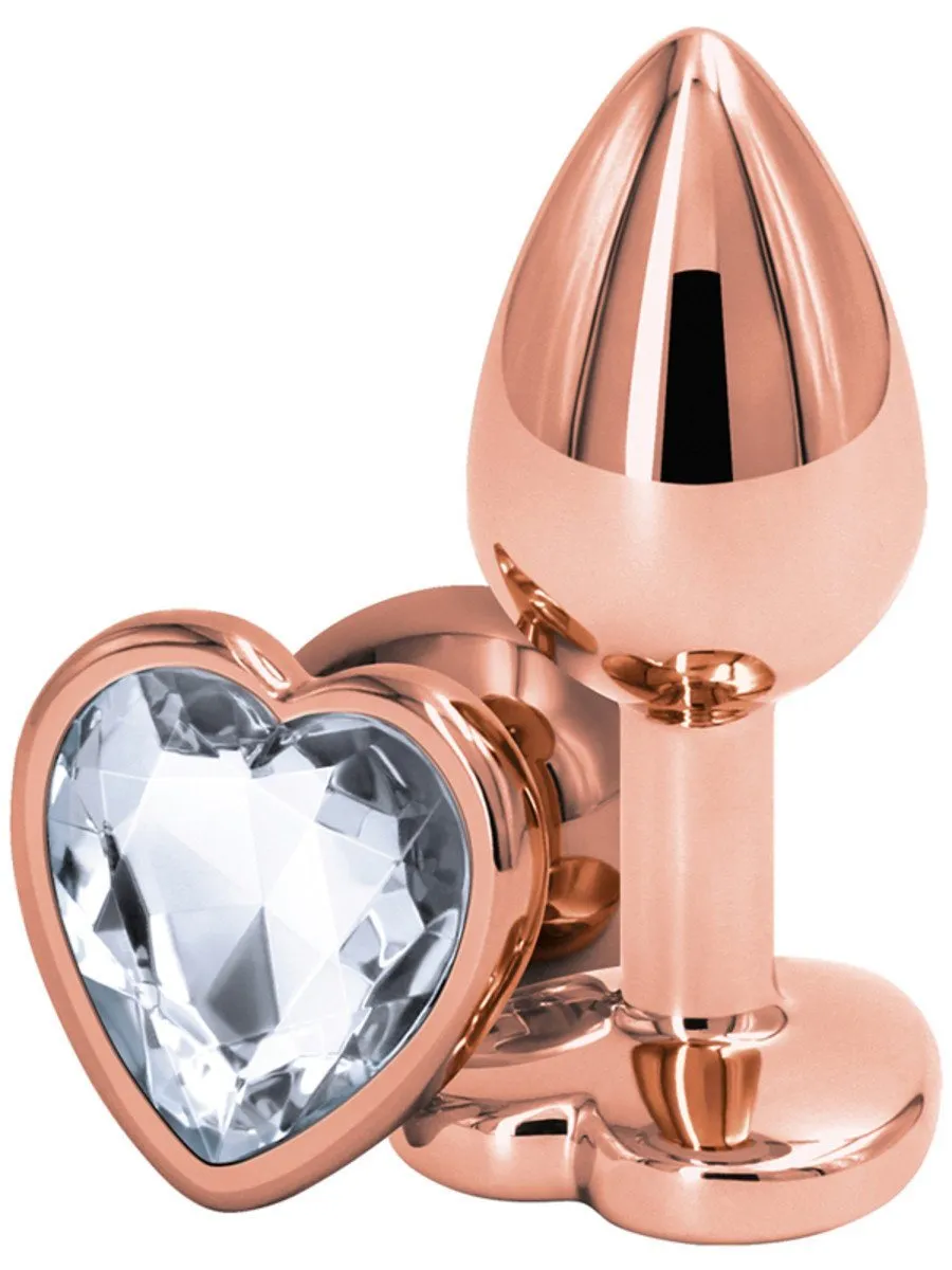 Rear Assets Rose Gold Heart Small Diamond Butt Plug