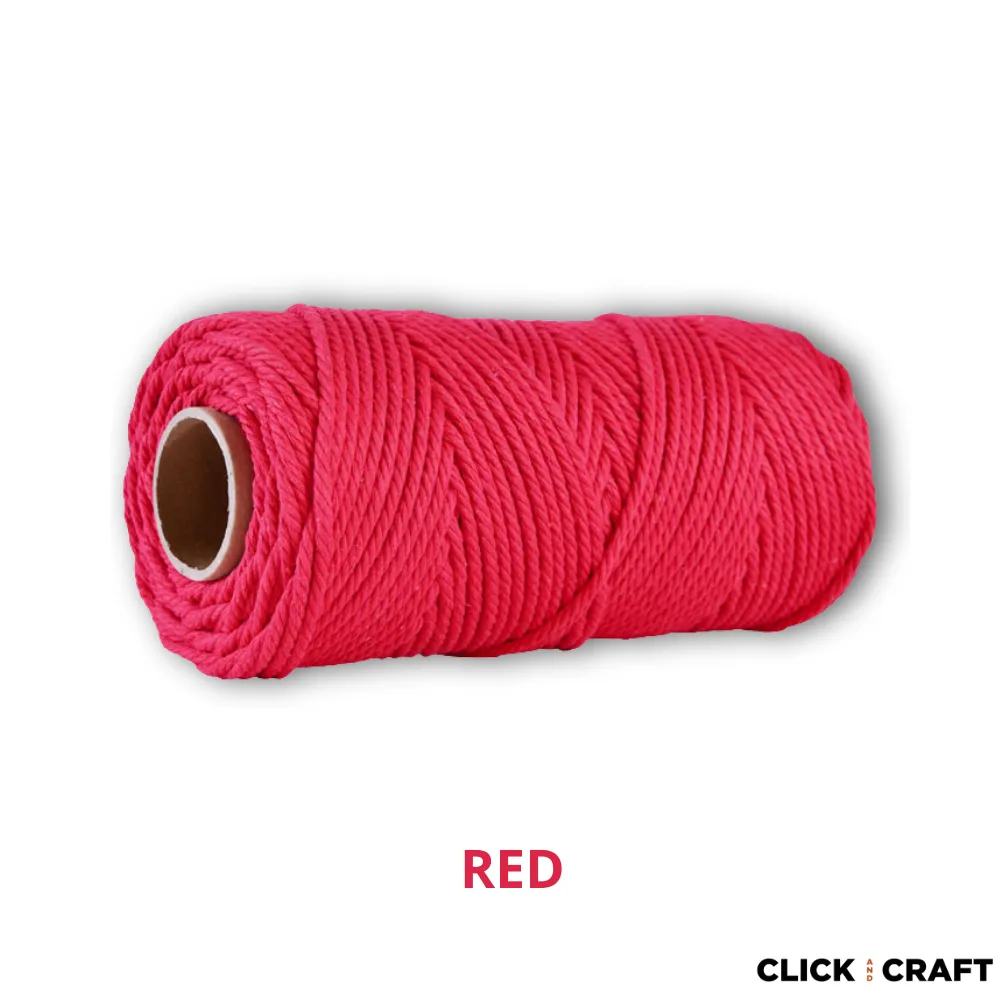 Red Macrame Cords | 3-Strand 100% Cotton Cords 100m/109yd