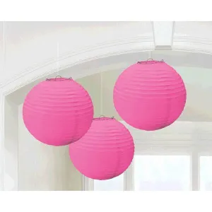 Round Paper Lanterns - Pink, 9.5 inches