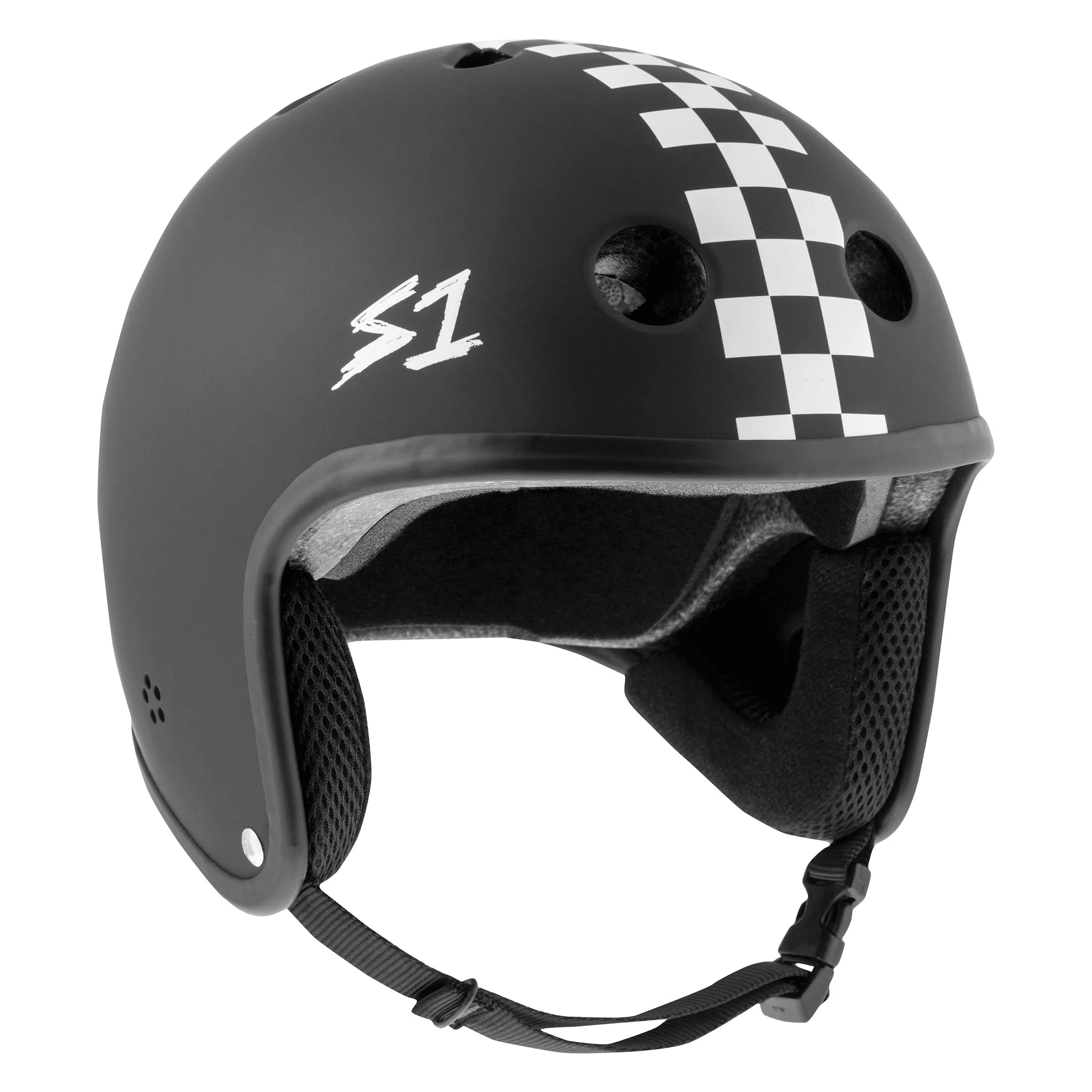 S1 Retro Lifer Helmet - Black Matte W White Checkers