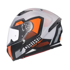 Shiro Hunter Sh-890 Mando Full Face Helmet  Plata Orange Matt