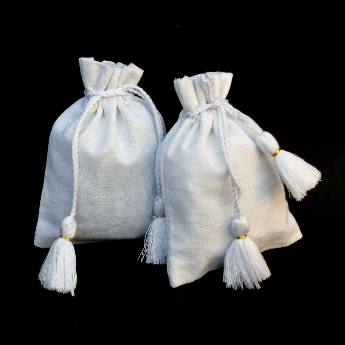 Small Gift Packaging Bags, Handmade Cotton White Jewelry Pouches - CraftJaipur