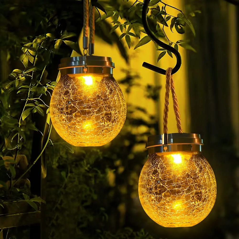 Vintage Style Glass Hanging Warm White LED Lanterns