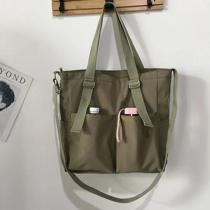 Water-Resistant Oxford Canvas Crossbody Tote Bag